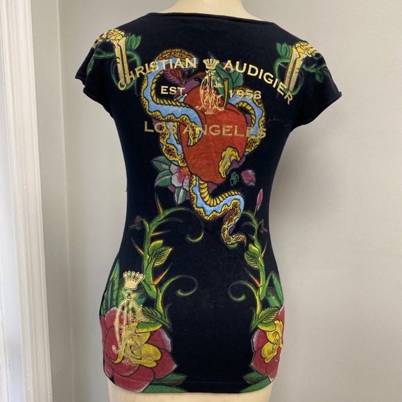 Christian Audigier size medium black top for women - Picture 7 of 11
